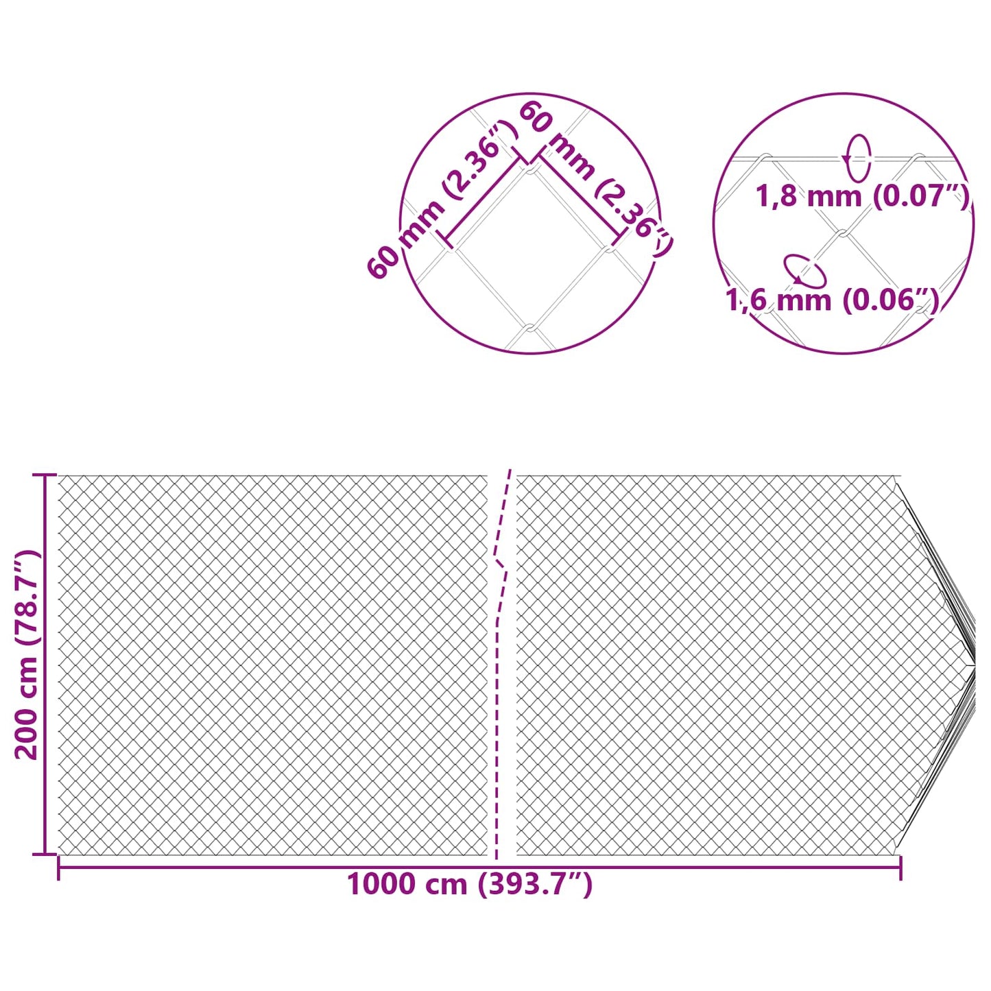 Kettenschakelhek Gegalvaniseerd 2 x 10 m Glas