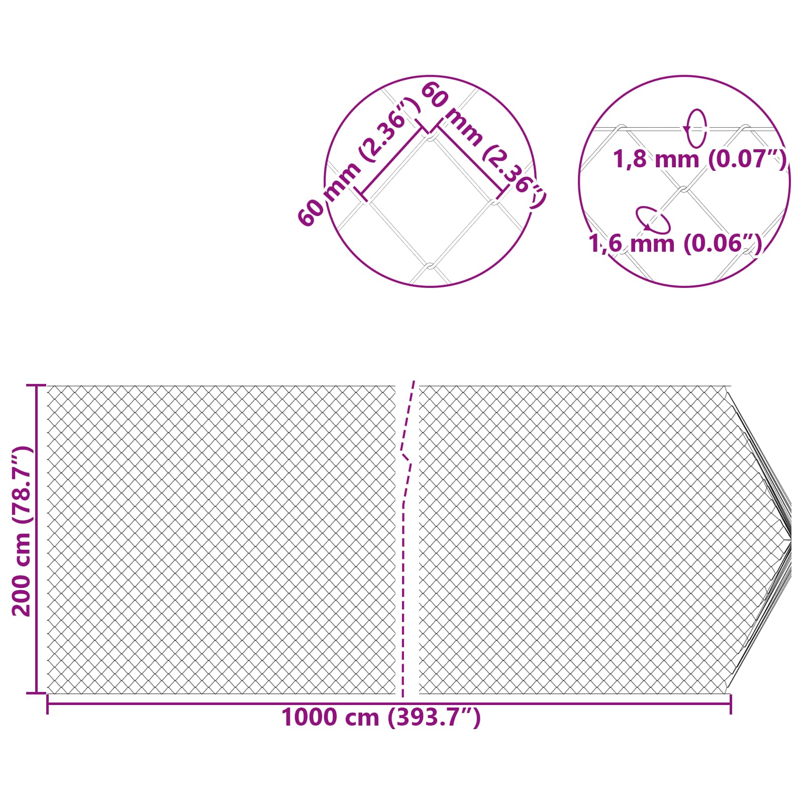 Kettenschakelhek Gegalvaniseerd 2 x 10 m Glas