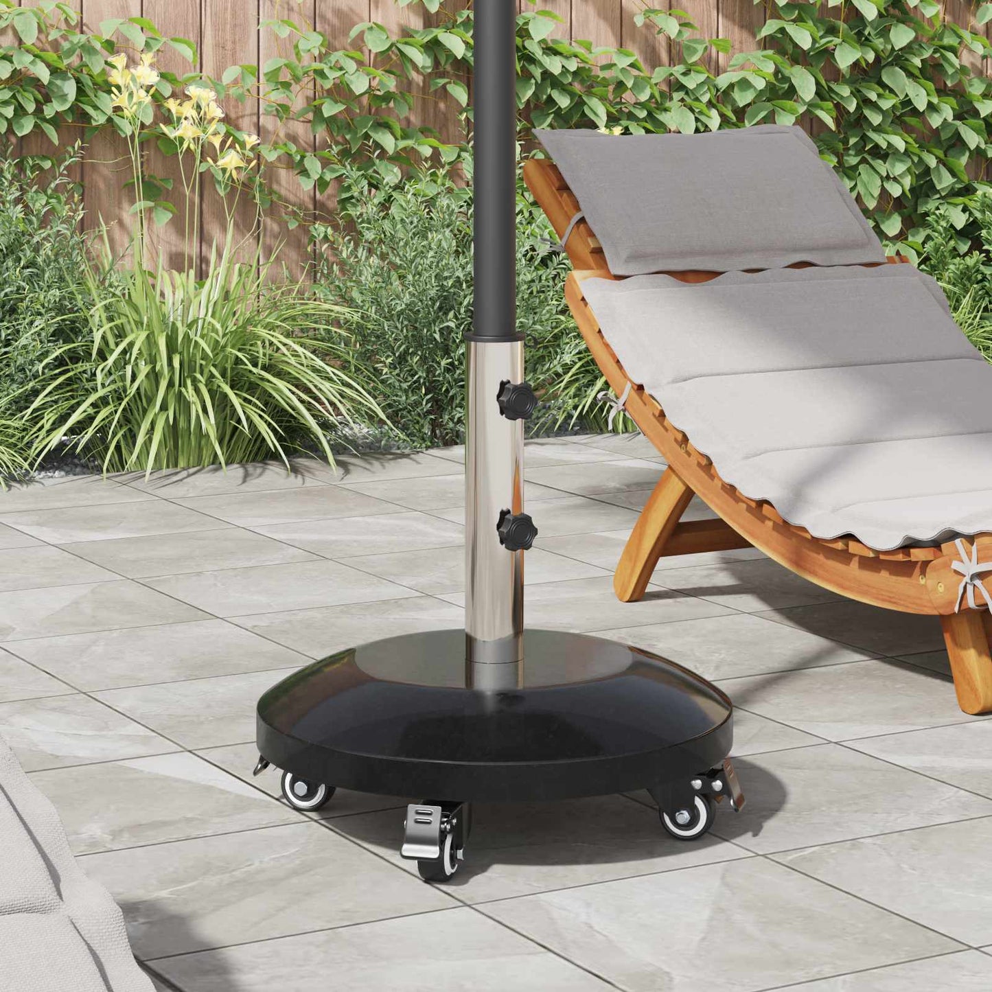 Granieten parasolvoet met wielen voor parasolstok van 40-50 mm 29 kg Zwart