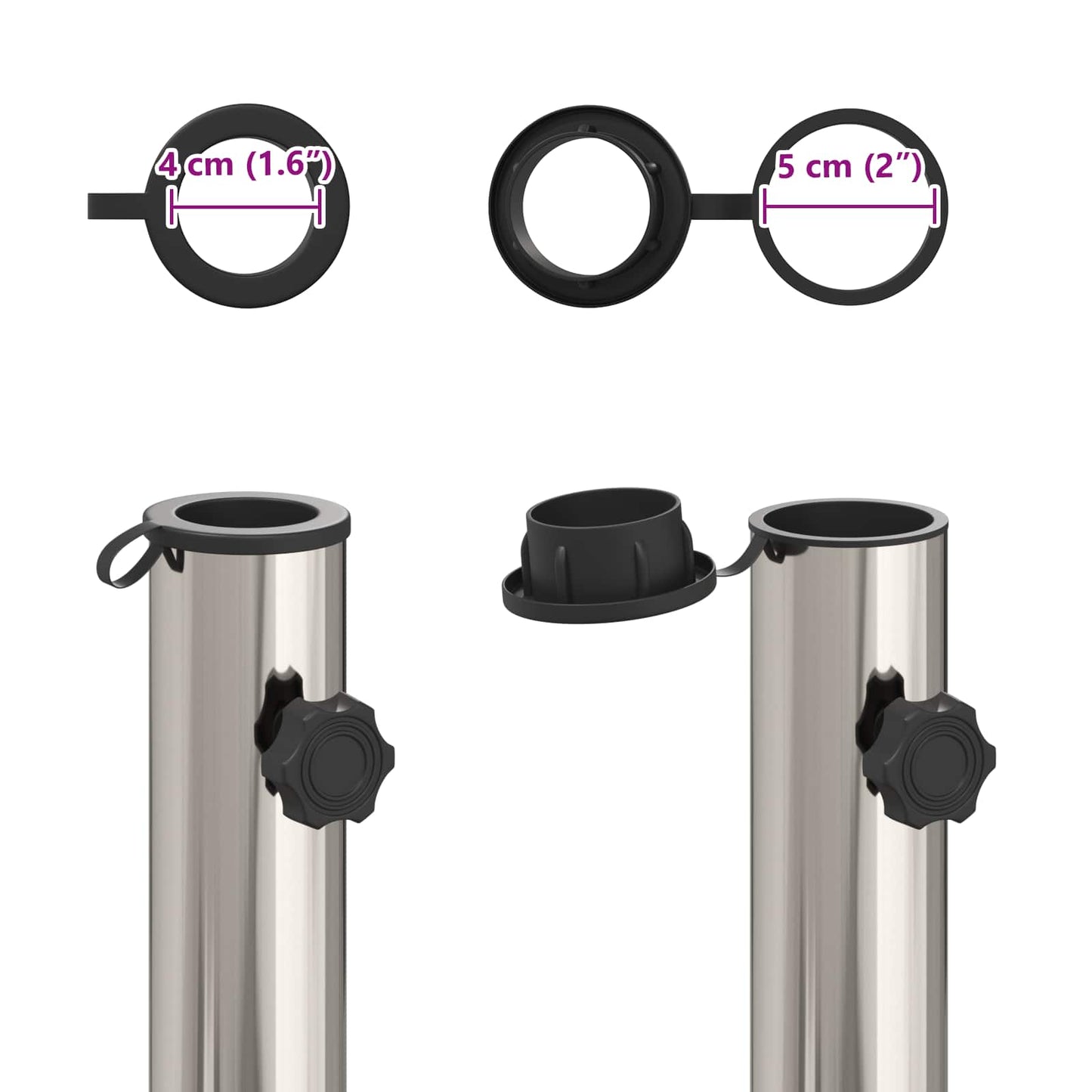Parasolvoet voor 40-50 mm paal 26.45 kg Grijs Graniet en RVS