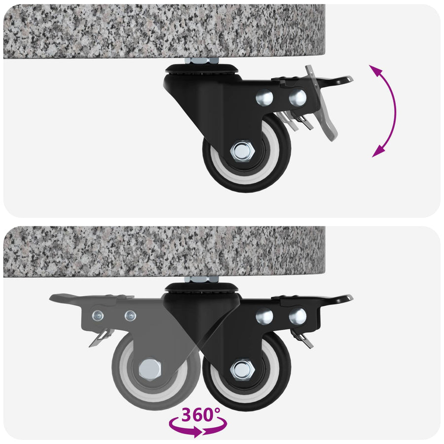 Graniet parasolvoet met wielen voor 4-5 cm stok 27.2 kg Grijs