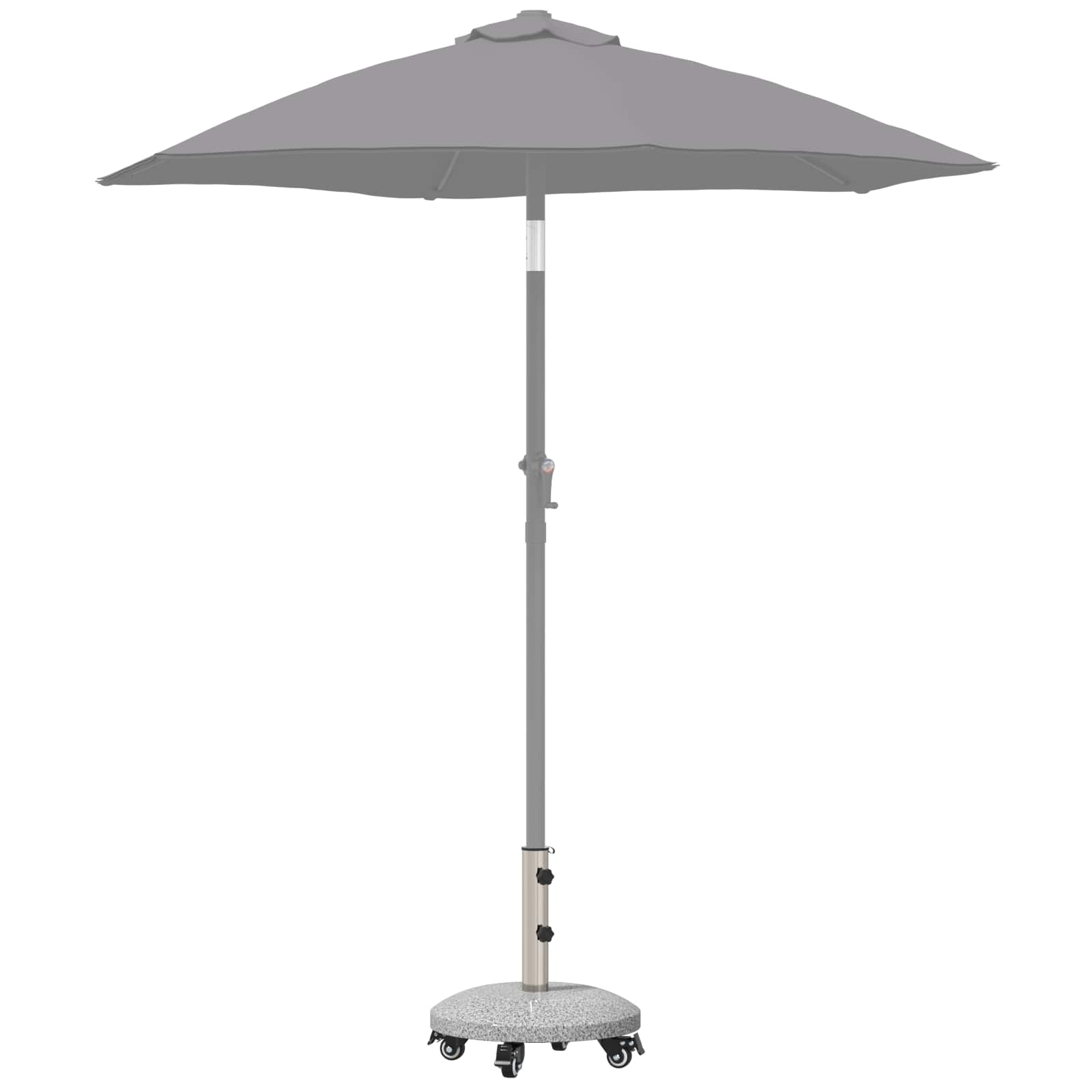 Graniet parasolvoet met wielen voor 4-5 cm stok 27.2 kg Grijs