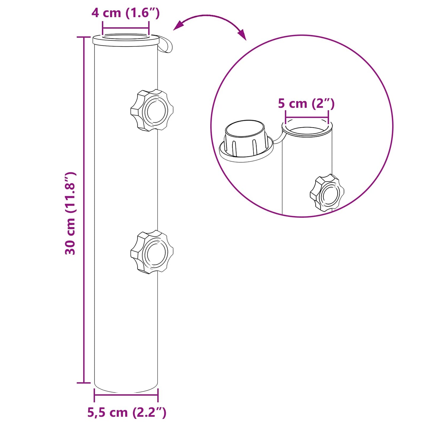 Parasol Basisbuis 0.63 kg Natuurlijk RVS Roestvrij staal