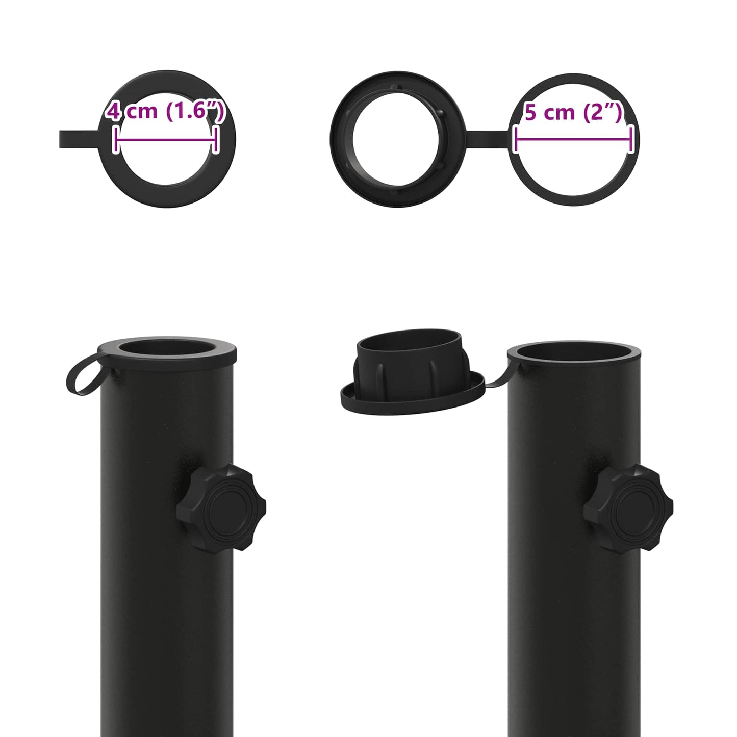 Parasol Basisbuis 0.6 kg Zwart IJzer for 40-50 mm Pole