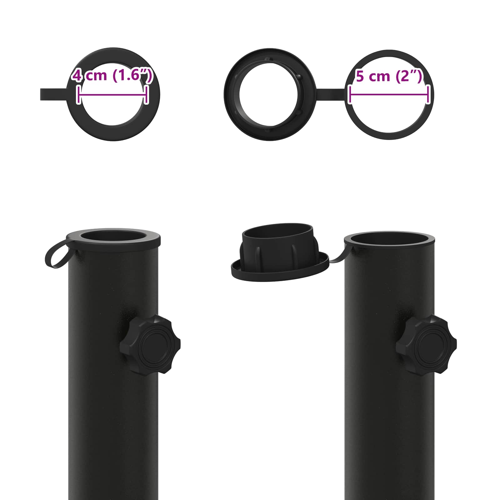 Parasol Basisbuis 0.6 kg Zwart IJzer for 40-50 mm Pole