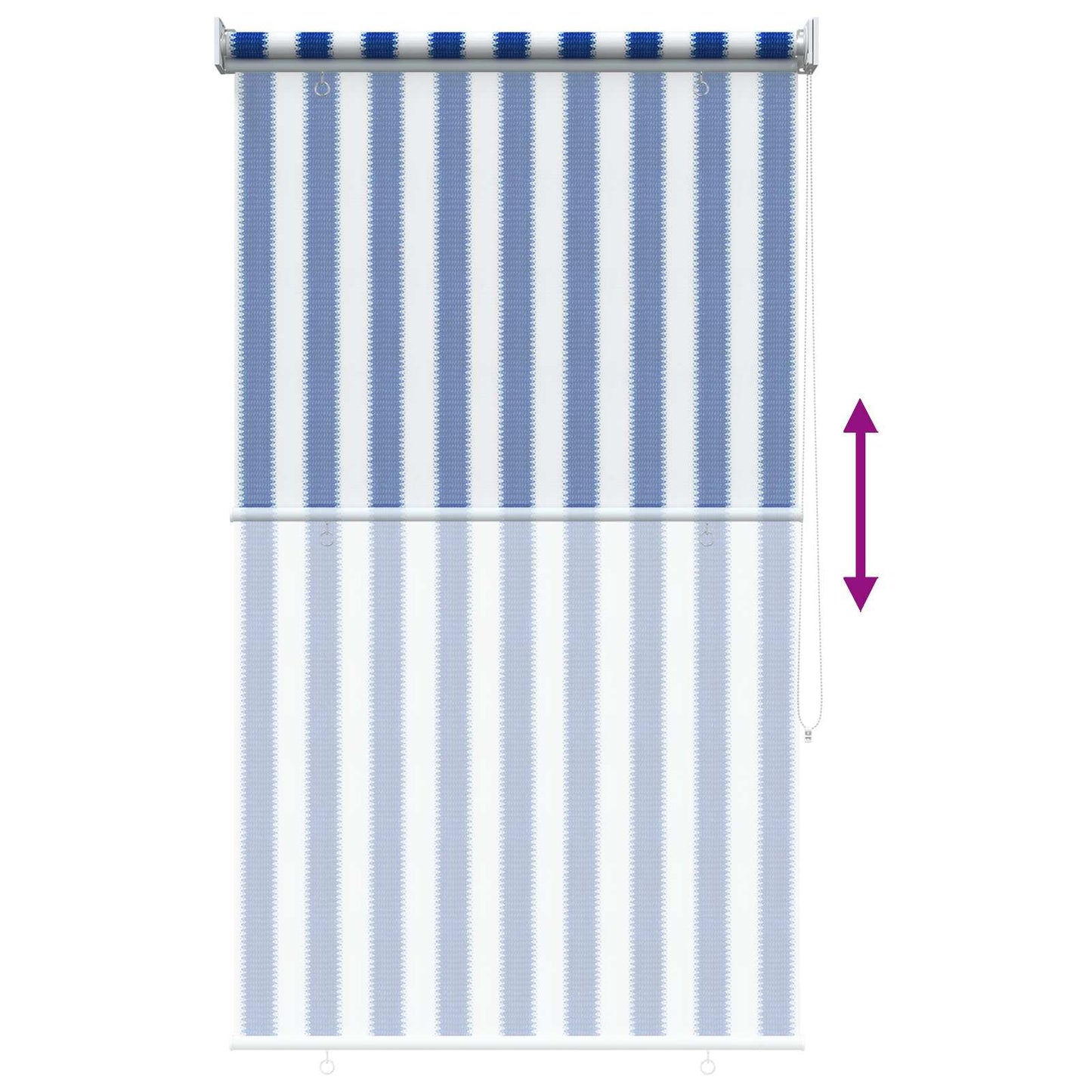 Buitenrolgordijn 90% UV-blok Blauw en Witte Streep 60 x 140 cm