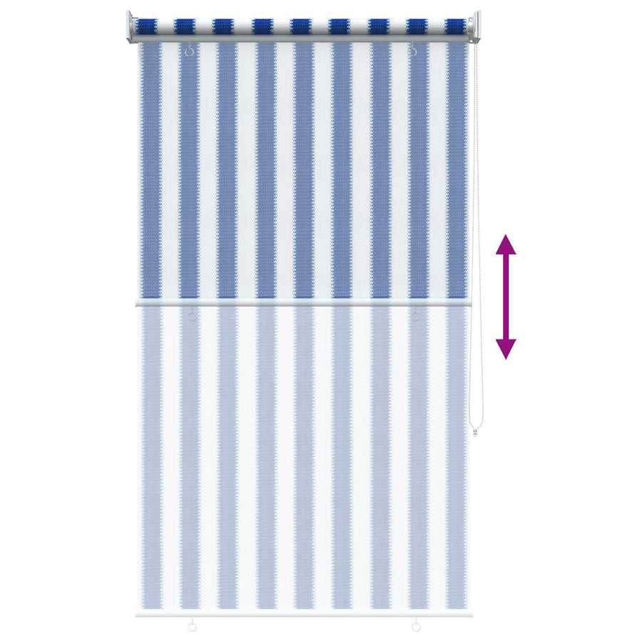 Buitenrolgordijn 90% UV-blok Blauw en Witte Streep 60 x 140 cm