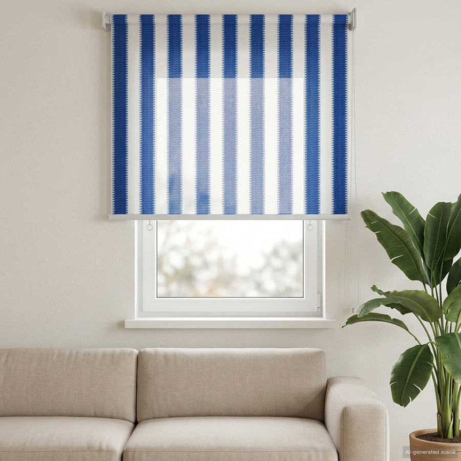 Buitenrolgordijn 90% UV-blok Blauw en Witte Streep 80 x 140 cm
