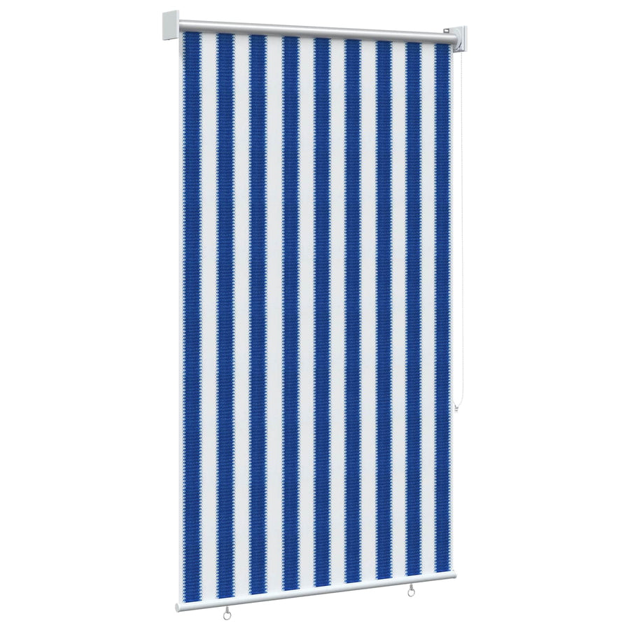 Buitenrolgordijn 90% UV-blok Blauw en Witte Streep 100 x 140 cm