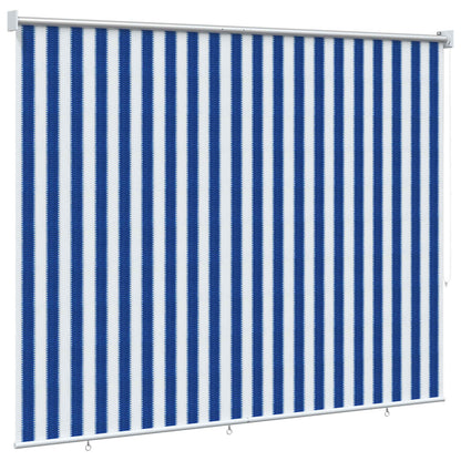 Buitenrolgordijn 90% UV-blok Blauw en Witte Streep 160 x 140 cm
