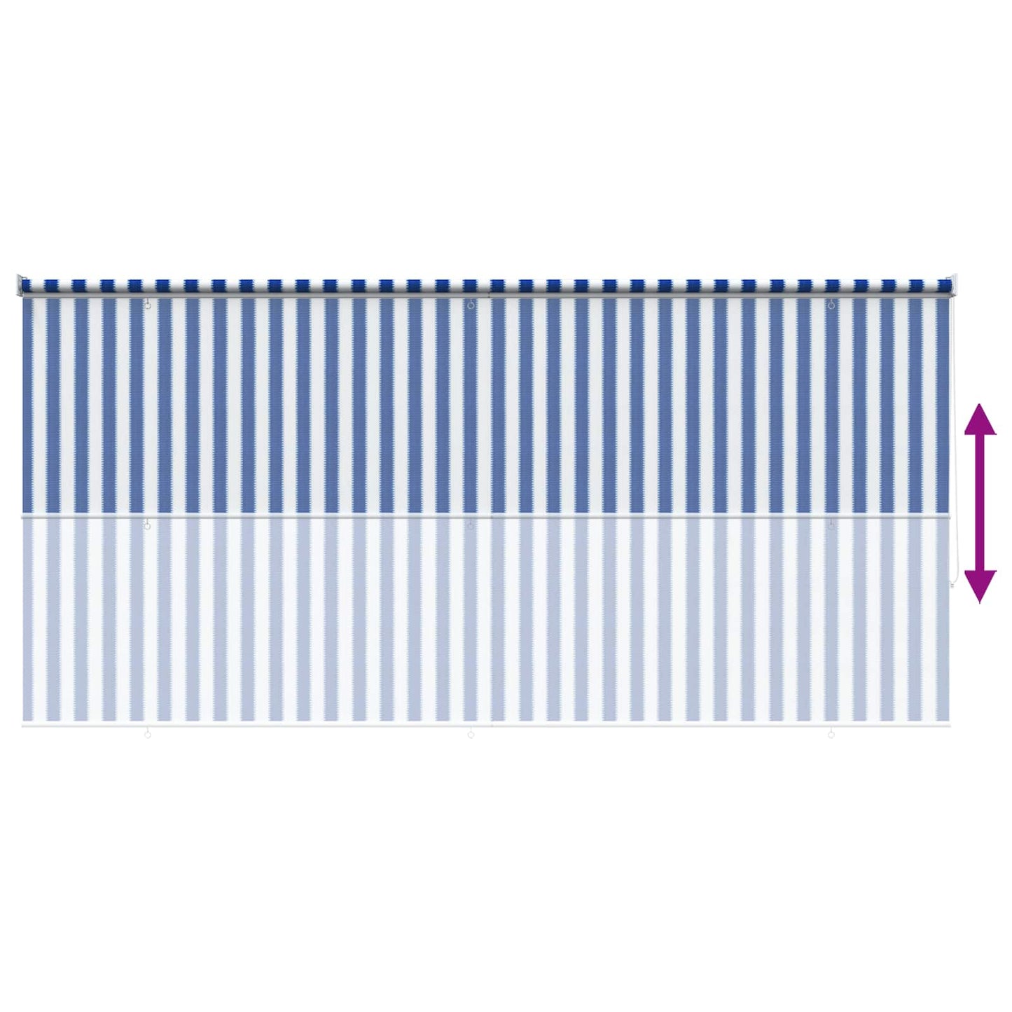 Buitenrolgordijn 90% UV-blok Blauw en Witte Streep 300 x 140 cm