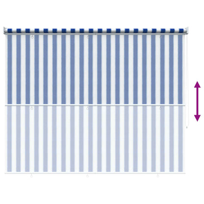 Buitenrolgordijn 90% UV-blok Blauw en Witte Streep 120 x 230 cm