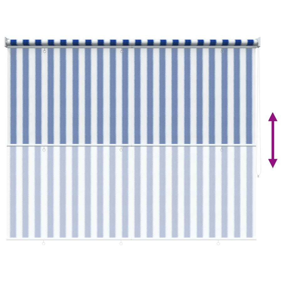 Buitenrolgordijn 90% UV-blok Blauw en Witte Streep 200 x 230 cm
