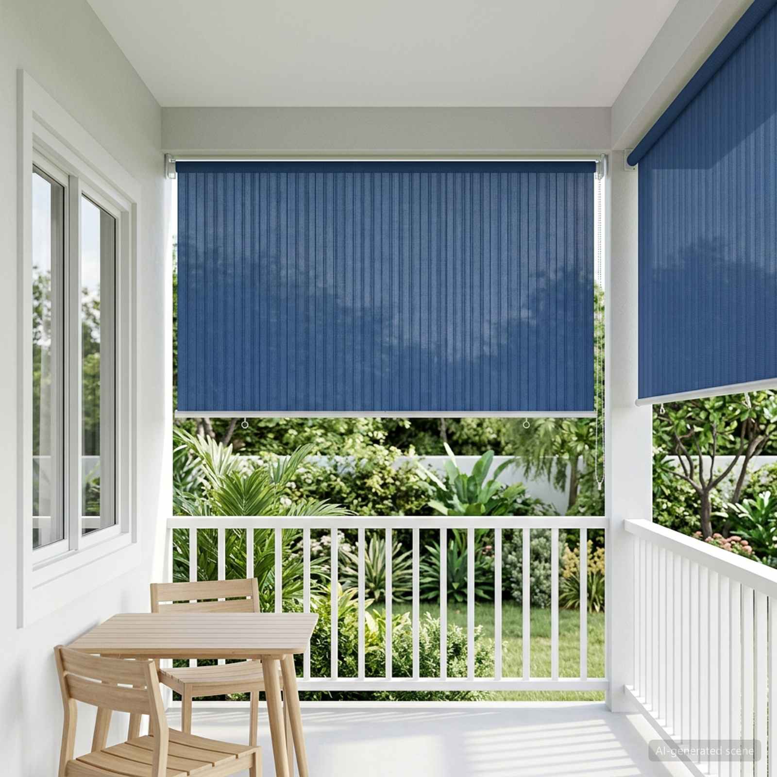 Buitenrolgordijn 90% UV-blok Blauw 140 x 140 cm HDPE