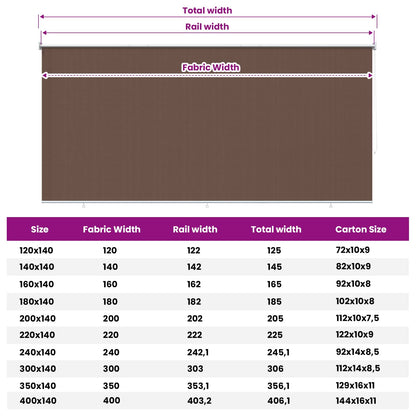 Buitenrolgordijn 90% UV-blok Taupe 240 x 140 cm HDPE