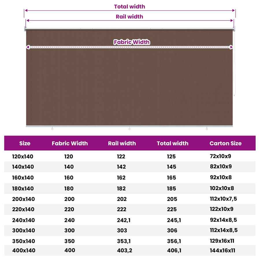 Buitenrolgordijn 90% UV-blok Taupe 350 x 140 cm HDPE