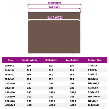 Buitenrolgordijn 90% UV-blok Taupe 120 x 230 cm HDPE