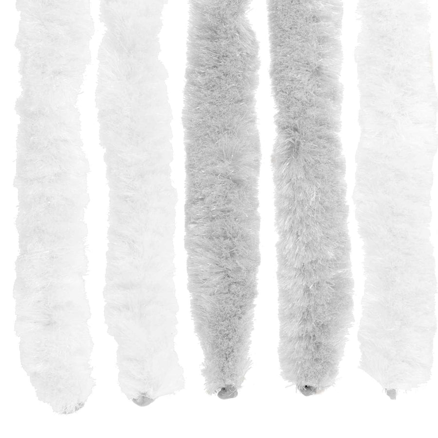 Insecten Gordijn Chenille Lichtgrijs en wit. 90 x 200 cm