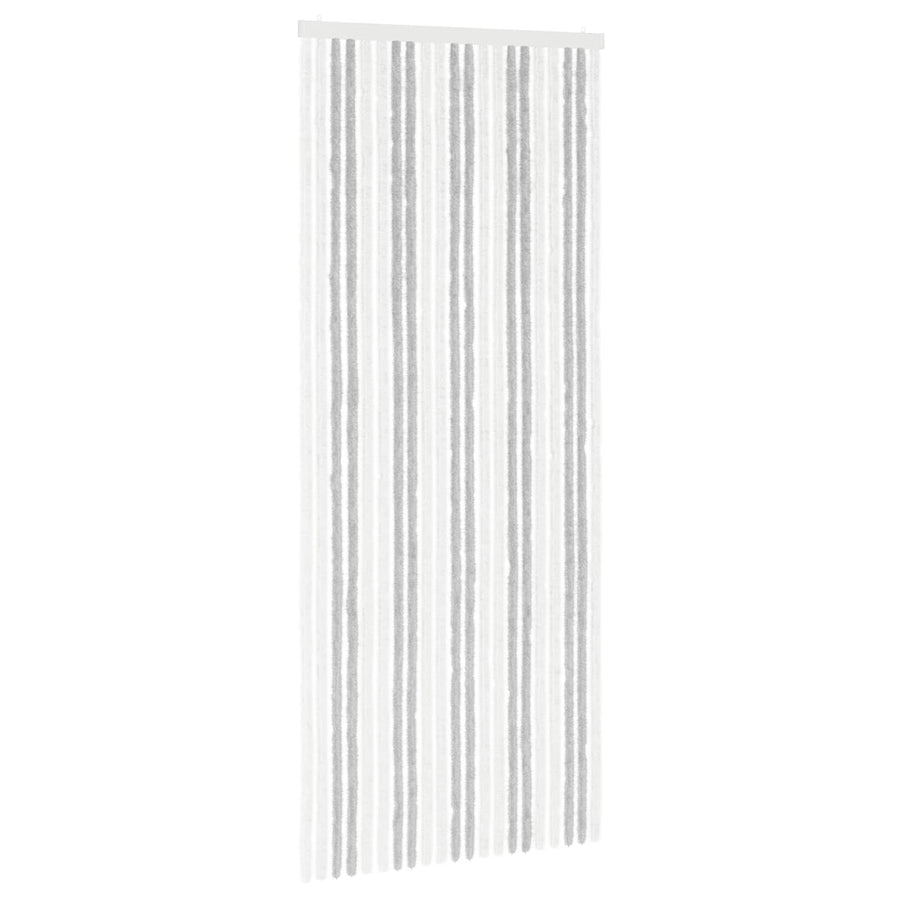 Insecten Gordijn Chenille Lichtgrijs en wit. 90 x 220 cm