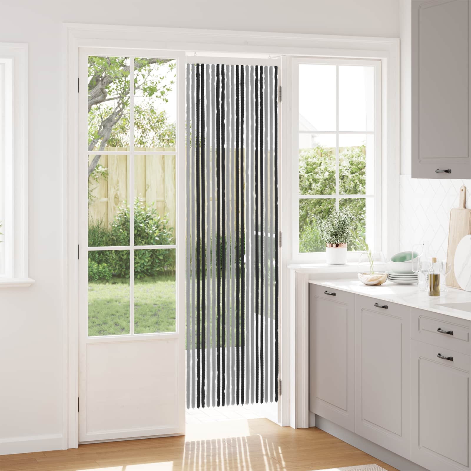 Insecten Gordijn Chenille Grijs en zwart 56 x 200 cm 100% PP