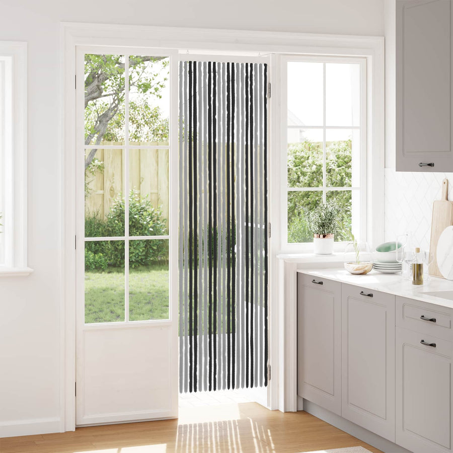 Insecten Gordijn Chenille Grijs en zwart 56 x 200 cm 100% PP