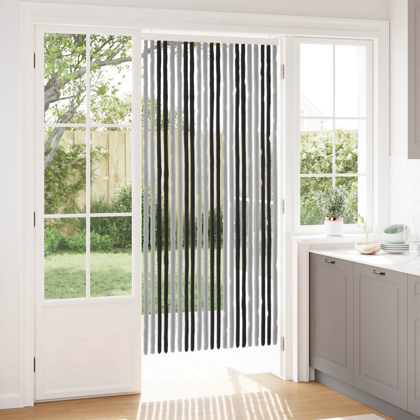 Insecten Gordijn Chenille Grijs en zwart 90 x 200 cm 100% PP