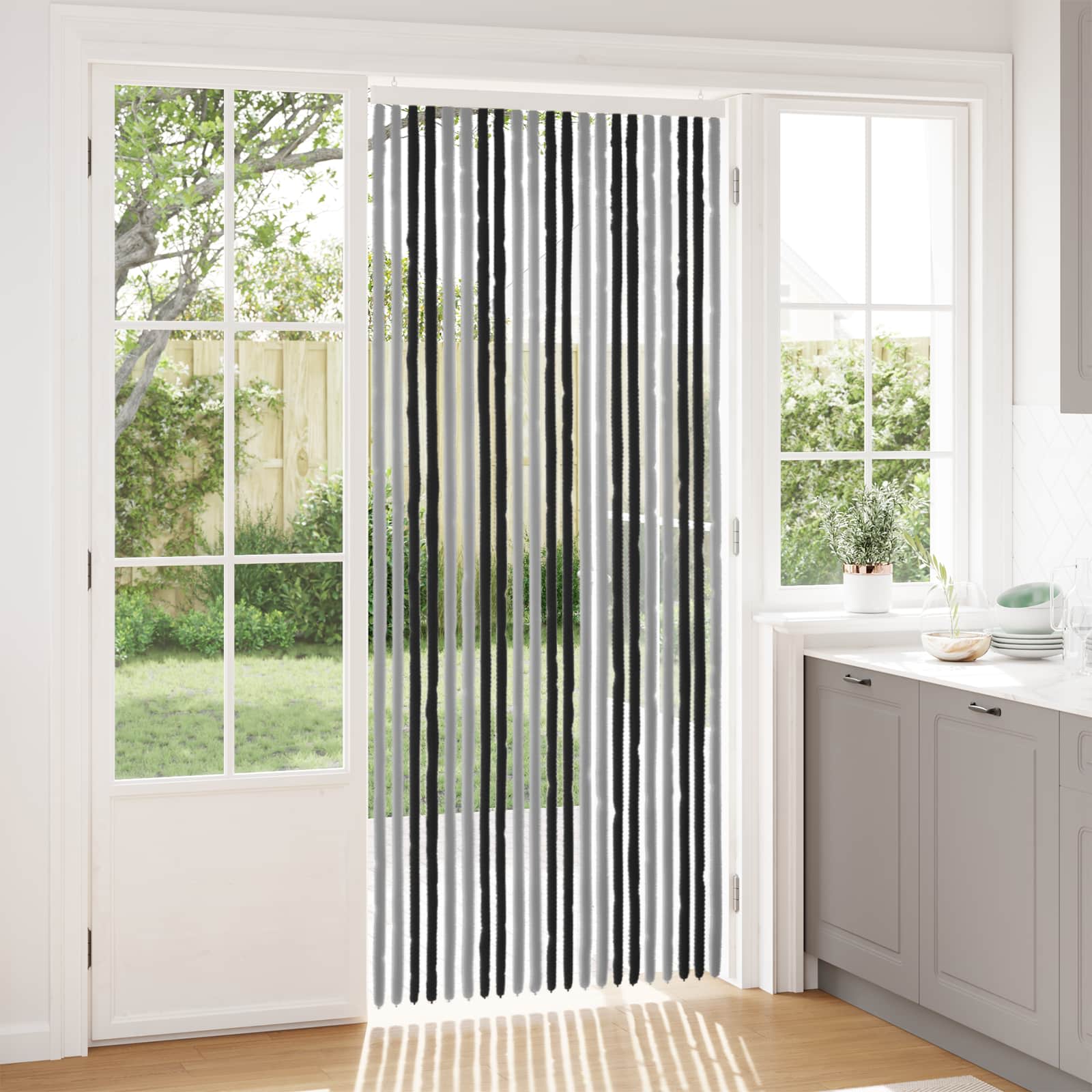 Insecten Gordijn Chenille Grijs en zwart 90 x 220 cm 100% PP