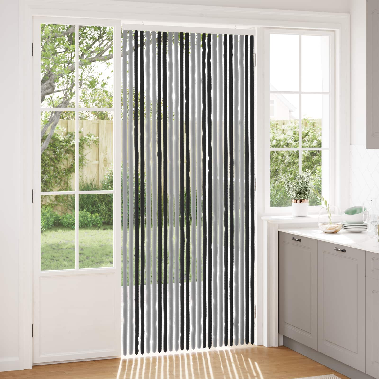 Insecten Gordijn Chenille Grijs en zwart 100 x 230 cm 100% PP