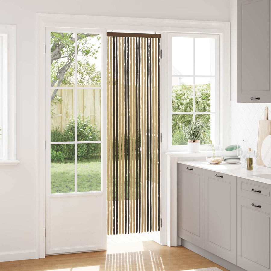 Insecten Gordijn Chenille Donkerbruin, Beige 56 x 200 cm