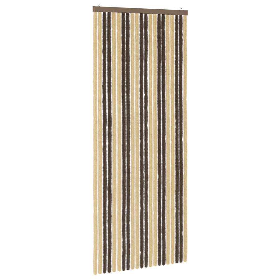 Insecten Gordijn Chenille Donkerbruin, Beige 90 x 220 cm