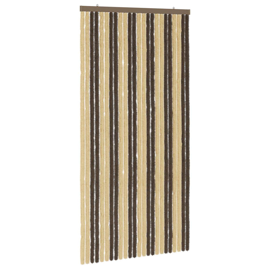 Insecten Gordijn Chenille Donkerbruin, Beige 100 x 200 cm