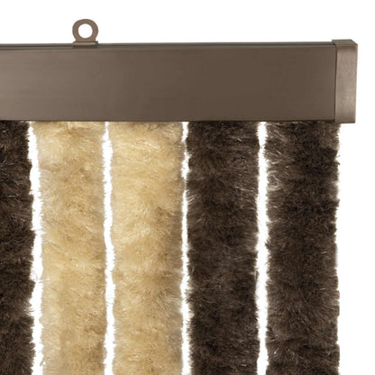 Insecten Gordijn Chenille Donkerbruin, Beige 100 x 220 cm