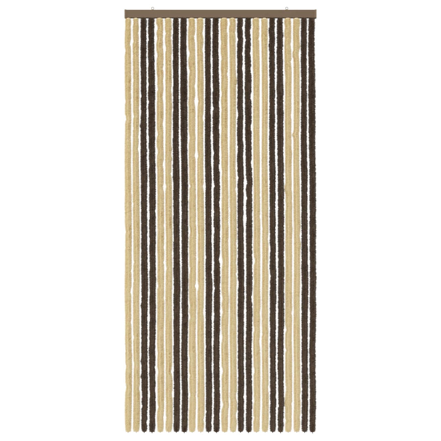 Insecten Gordijn Chenille Donkerbruin, Beige 100 x 220 cm