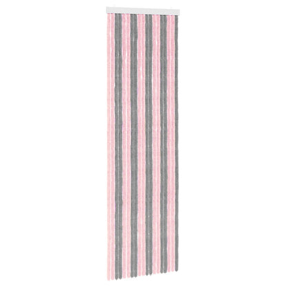 Insecten Gordijn Chenille Zilvergrijs en Roze 56 x 185 cm