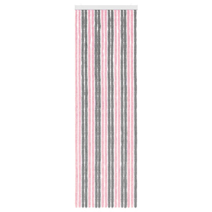 Insecten Gordijn Chenille Zilvergrijs en Roze 56 x 185 cm