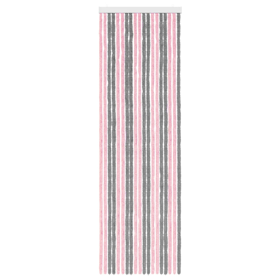 Insecten Gordijn Chenille Zilvergrijs en Roze 56 x 185 cm
