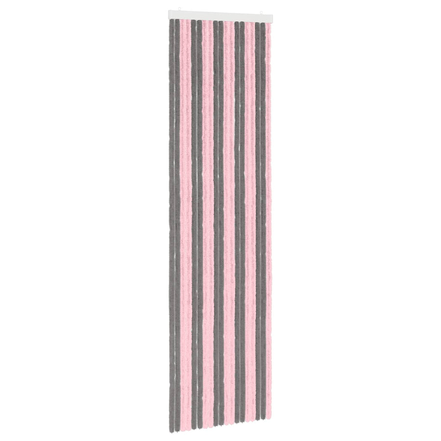 Insecten Gordijn Chenille Zilvergrijs en Roze 56 x 200 cm
