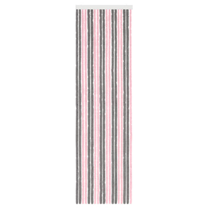 Insecten Gordijn Chenille Zilvergrijs en Roze 56 x 200 cm