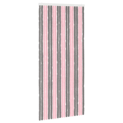 Insecten Gordijn Chenille Zilvergrijs en Roze 90 x 200 cm