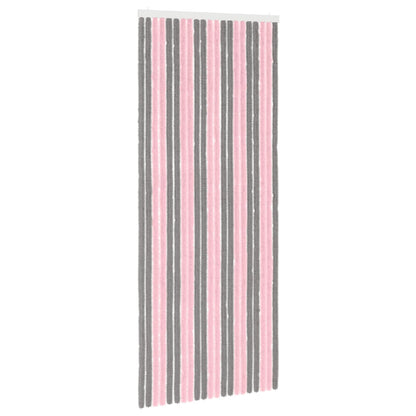 Insecten Gordijn Chenille Zilvergrijs en Roze 90 x 220 cm