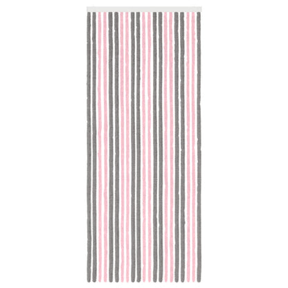 Insecten Gordijn Chenille Zilvergrijs en Roze 90 x 220 cm