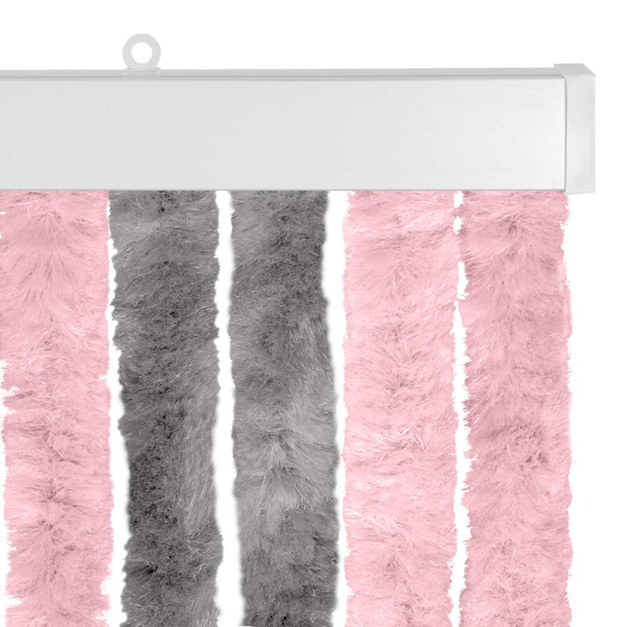 Insecten Gordijn Chenille Zilvergrijs en Roze 100 x 200 cm