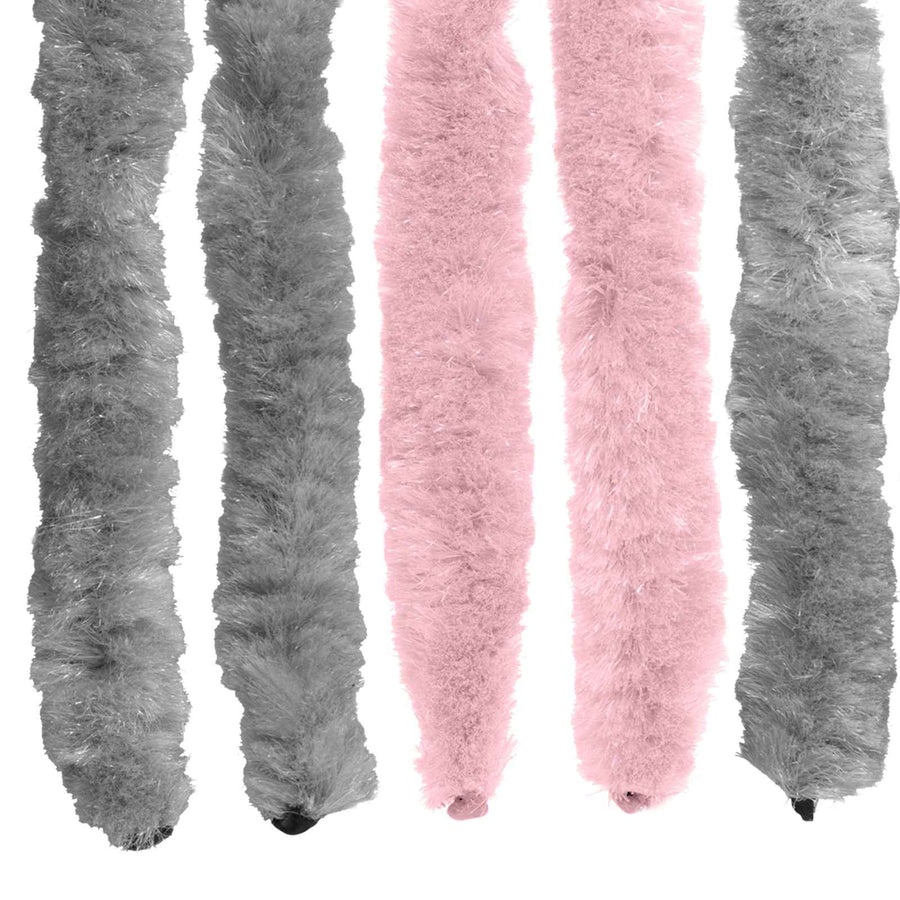Insecten Gordijn Chenille Zilvergrijs en Roze 100 x 200 cm