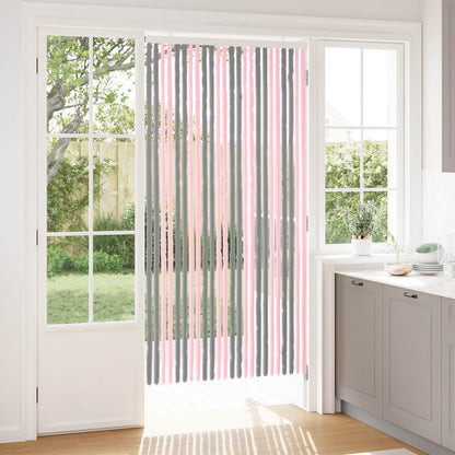 Insecten Gordijn Chenille Zilvergrijs en Roze 100 x 200 cm
