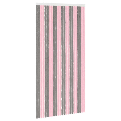 Insecten Gordijn Chenille Zilvergrijs en Roze 100 x 200 cm