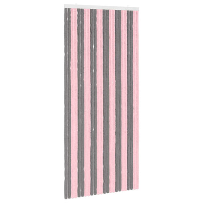 Insecten Gordijn Chenille Zilvergrijs en Roze 100 x 220 cm