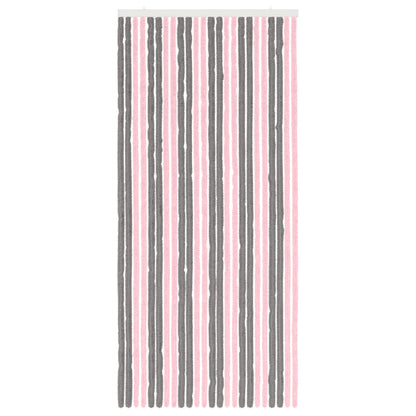 Insecten Gordijn Chenille Zilvergrijs en Roze 100 x 220 cm