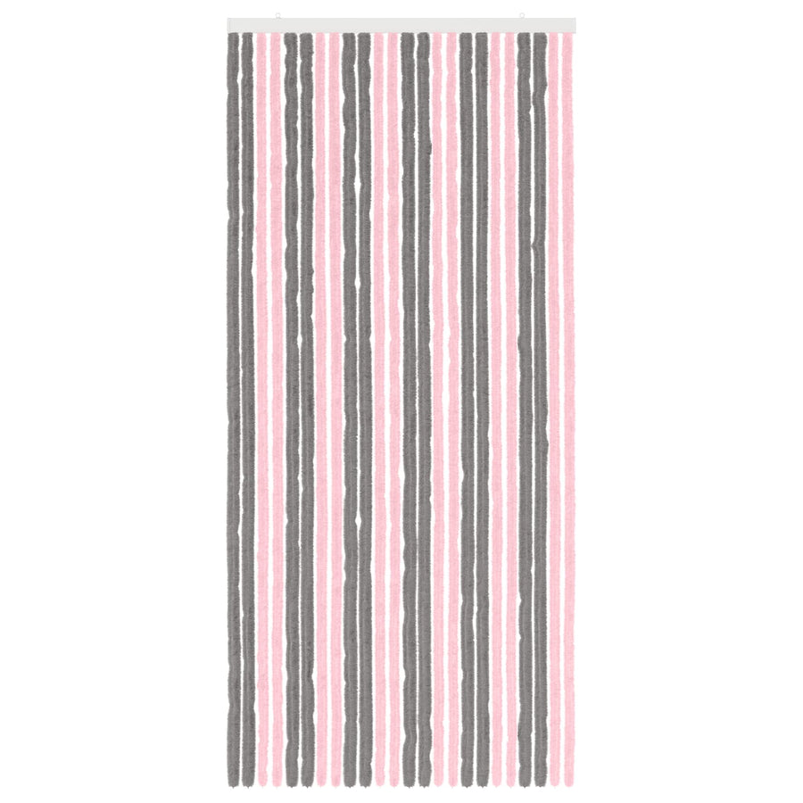 Insecten Gordijn Chenille Zilvergrijs en Roze 100 x 220 cm