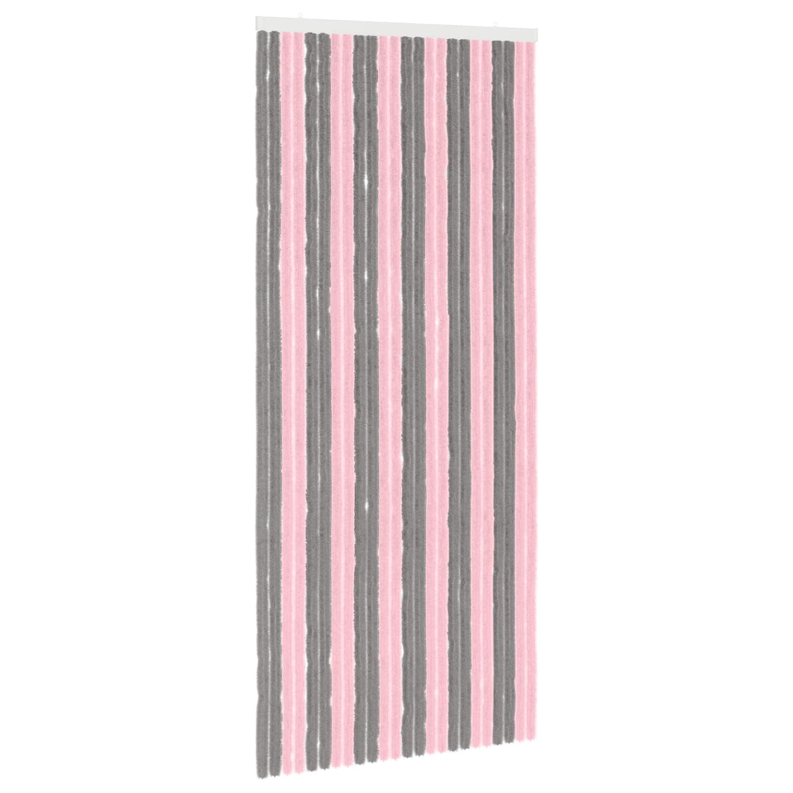 Insecten Gordijn Chenille Zilvergrijs en Roze 100 x 230 cm