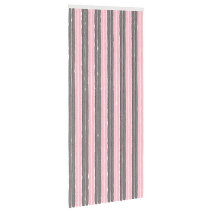 Insecten Gordijn Chenille Zilvergrijs en Roze 100 x 230 cm